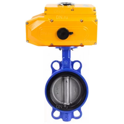 Затворы дисковые поворотные DN.ru WBV1631E-2W-Fb-ISO-H Ду50-200 Ру25 межфланцевые, корпус - чугун QT450, диск - нержавеющая сталь 304, уплотнение - EPDM, с электроприводом DN.ru QT-N-EM-О1-24VDC-У1