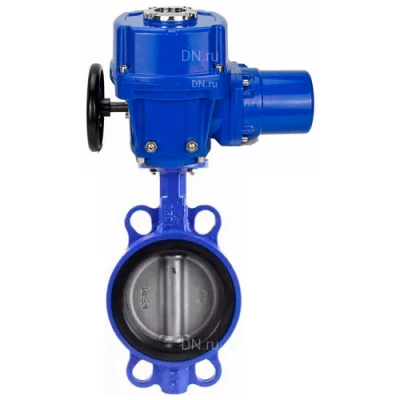 Затворы дисковые поворотные DN.ru WBV1631E-2W-Fb-ISO-H Ду50-200 Ру25 межфланцевые, корпус - чугун QT450, диск - нержавеющая сталь 304, уплотнение - EPDM, с электроприводом DN.ru QT-N-M-O2-220VAC-У1