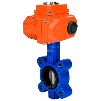 Затвор дисковый поворотный DN.ru WBV1616N-2W-Fb-H Ду80 Ру16 LUG межфланцевый, корпус - чугун QT450, диск - чугун QT450, уплотнение - NBR, с электроприводом DN.ru QT-N-005EM-O1-24VDC-У1 24В HARK