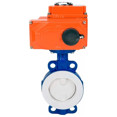 Затворы дисковые поворотные DN.ru WBV3434Pf-2W-Fb-H Ду50-125 Ру16 корпус - углеродистая сталь WCB, диск - углеродистая сталь WCB, футерованные PTFE, уплотнение - PTFE, с электроприводом DN.ru QT-N-EM-О1-380VAC-У1 380В HARK