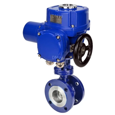 Затворы дисковые поворотные с тройным эксцентриситетом DN.ru WBV3EX-3432M-1W-F-ISO Ду50-125 Ру25 фланцевые, корпус - сталь WCB, диск - нержавеющая сталь 316, уплотнение - METAL, с электроприводом DN.ru QT-N-xM-O2-380VAC-У1