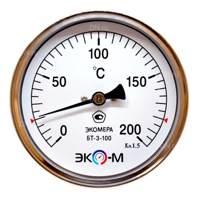 Термометр осевой ЭКОМЕРА БТ-3-100 0-200°С, биметаллический, коррозионностойкий, L=100мм