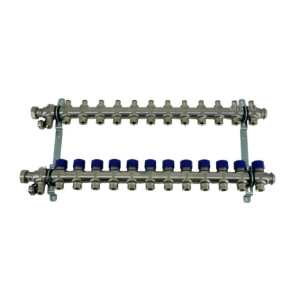 Коллекторная группа ELSEN 1″ Ду25 Ру4 корпус - нержавеющая сталь, 12 контуров, размер отвода – 3/4″, с вентилями