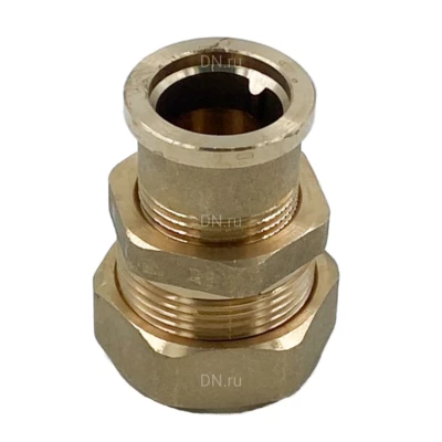 Сгон прямой ELSEN Metalit 1″ Ду25 Ру16 американка, разъемный, корпус – латунь CW617N, присоединение – внутренняя/наружная резьба, уплотнение плоское