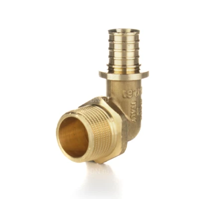 Угольник ELSEN Monolit Дн20×1/2″ Ру10 90° аксиальный, корпус – латунь CW617N, присоединение – штуцер/наружная резьба