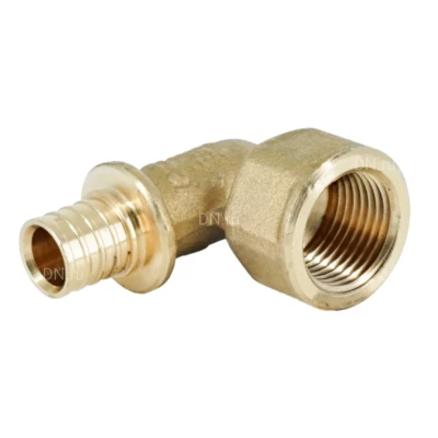 Угольник ELSEN Monolit Дн20×1/2″ Ру10 90° аксиальный, корпус – латунь CW617N, присоединение – штуцер/внутренняя резьба