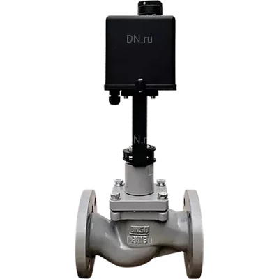 Клапаны запорно-регулирующие двухходовые Энерготехномаш 25ч945п Ду15-50 Ру16 односедельные, корпус - серый чугун GG25, уплотнение - EPDM, фланцевые, Tmax до 150°C, с электроприводом Regada ST mini 472.0-0DFSG/00, датчик положения 4-20мА, IP67
