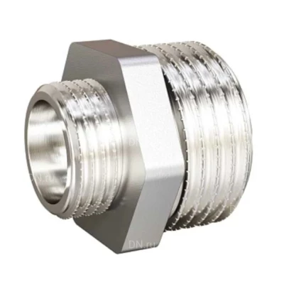 Ниппель переходной ДМЗ ДМЗ.006.10х15Н 3/8″х1/2″ Ду10х15 Ру40, корпус - латунь, наружная резьба, никелированный