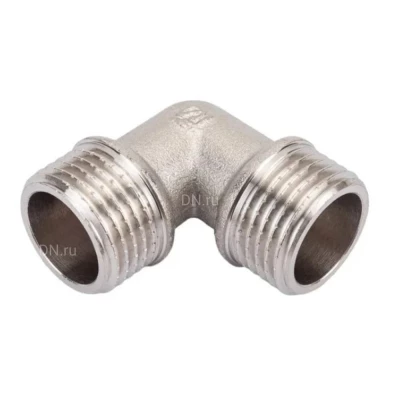 Угол ДМЗ ДМЗ.009.25Н 1″ Ду25 Ру40 90°, корпус - латунь, наружная резьба, никелированный