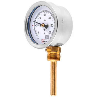 Термометры радиальные ФИЗТЕХ ТБф-120 d-63 биметаллические, радиальное присоединение, до 160°C, U=100, IP54, присоединение A2.0х14