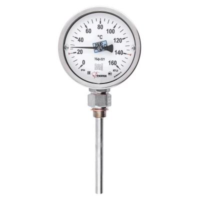 Термометр радиальный ФИЗТЕХ ТБф-221 d-100 L=100 (-50-50°C), биметаллический коррозионностойкий 100 мм, тип -ТБф-221, радиальное присоединение, шкала (-50-50°C), погружной шток L=100, IP54, присоединение М20х1.5, класс точности 1.5