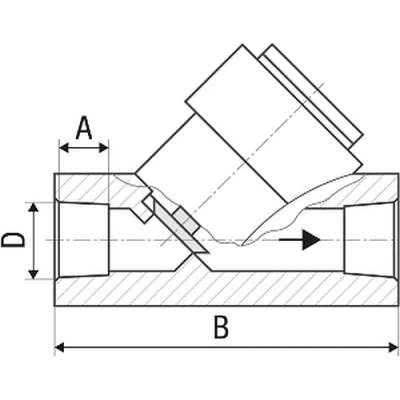 Клапан обратный FV-Plast FFV Дн25x45гр, под приварку, корпус - полипропилен PP-R, цвет - серый