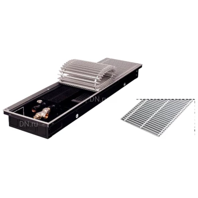 Конвектор внутрипольный GEKON Vent с решеткой RNA 1000x300x80, корпус - сталь, тип решетки - поперечная рулонная, цвет решетки - алюминий натуральный, без клапана