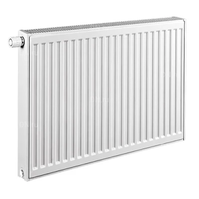 Радиаторы стальные панельные Heaton Ventil Compact, тип 22, 400х400-3000мм, настенные, присоединение резьбовое - 1/2″, теплоотдача - 728-5460Вт, подключение - нижнее, универсальное, с термостатическим вентилем, материал - сталь, цвет - белый RAL9016