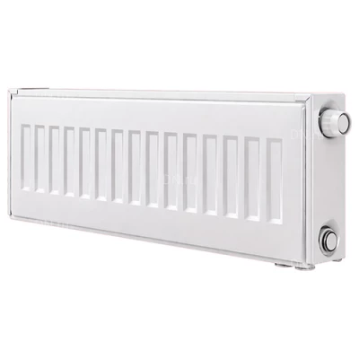 Радиаторы стальные панельные Heaton Ventil Compact, тип 11, 500х400-3000мм, настенные, присоединение резьбовое - 1/2″, теплоотдача - 478-3587Вт, подключение - нижнее, справа, с термостатическим вентилем, материал - сталь, цвет - белый RAL9016