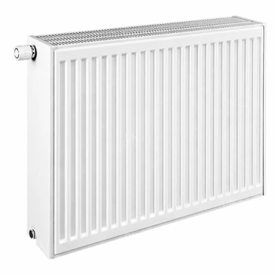 Радиаторы стальные панельные Heaton Ventil Compact, тип 33, 600х900мм, настенные, присоединение резьбовое - 1/2″, теплоотдача - 3125Вт, подключение - нижнее, универсальное, с термостатическим вентилем, материал - сталь, цвет - белый RAL9016