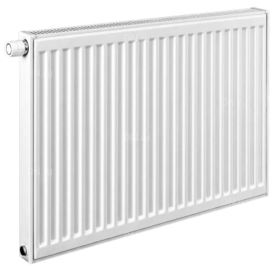 Радиатор стальной панельный Heaton Ventil Compact, тип 11, 400х1200мм, настенный, присоединение резьбовое - 1/2″, теплоотдача - 1195Вт, подключение - нижнее, универсальное, с термостатическим вентилем, материал - сталь, цвет - белый RAL9016