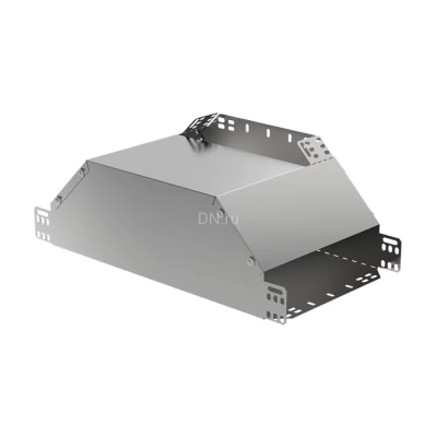 Ответвитель Т-образный вертикальный вверх боковой IEK ESCA OVVB 50x100мм для кабельного лотка, корпус - сталь, цвет - светло-серый CLM50D-OVVB-050-100