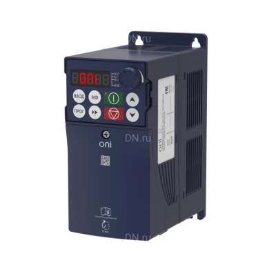 Преобразователь частоты ONI FC-230-33-0075T со встроенным тормозным модулем, мощность - 0.75кВт, номинальный ток - 2.5А, количество фаз - 3, напряжение питания - 380В