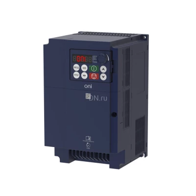 Преобразователь частоты ONI FC-430-33-055G075PT со встроенным тормозным модулем, мощность - 5.5-7.5кВт, ток нагрузки - 13-17А, количество фаз - 3, напряжение питания - 380В