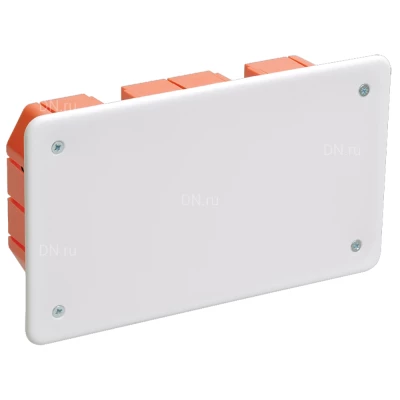 Коробка распаячная IEK КМ41006 для твердых стен безгалогенная (HF) с саморезами и крышкой, 172х96x45мм, материал - пластик, IP20, упаковка - 70шт. UKT11-172-096-045