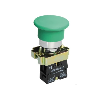 Кнопка управления IEK LAY5-BC31 1NO Ду22 без подсветки, тип кнопки - грибовидная, зеленая, напряжение - 660В, степень защиты IP40