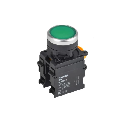 Кнопка IEK MASTER MI-BT60-11-3-22-K06 Ду22 1NO+1NC тип кнопки - плоская, зеленая, степень защиты IP54
