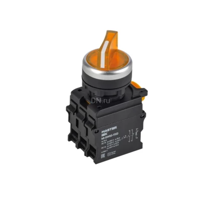 Переключатель IEK MASTER MI-SW60-11XD-3-14-2-K05 10А, с подсветкой, желтый, 2-позиционный, 2 полюса, степень защиты IP65