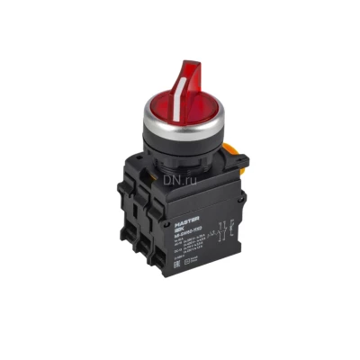 Переключатель IEK MASTER MI-SW60-20XD-4-14-3-K04 10А, с подсветкой, красный, 3-позиционный, 2 полюса, степень защиты IP65