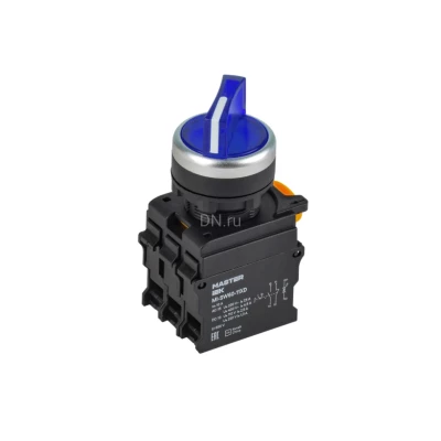 Переключатель IEK MASTER MI-SW60-20XD-4-14-3-K07 10А, с подсветкой, синий, 3-позиционный, 2 полюса, степень защиты IP65