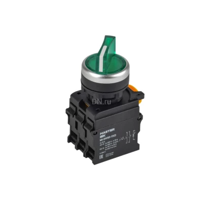 Переключатель IEK MASTER MI-SW60-20XD-4-14-3-K06 10А, с подсветкой, зеленый, 3-позиционный, 2 полюса, степень защиты IP65