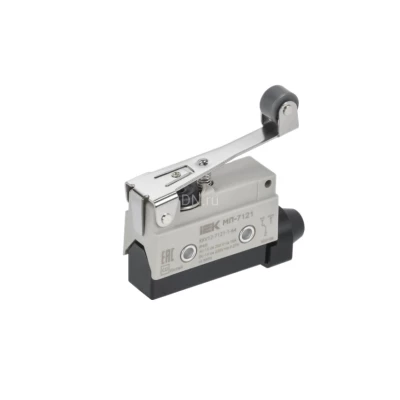 Микропереключатель концевой IEK KKV12-7121-1-64 элемент управления — рычаг с роликом, напряжение питания 10А, степень защиты IP40