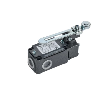 Выключатель путевой IEK ВП 15К-21А-291-54 У2.3 элемент управления — рычаг с регулировкой по длине полумгновенного действия, напряжение питания 0.8А, степень защиты IP54