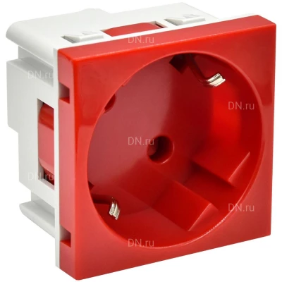 Розетка IEK Праймер 45° 2-местная для скрытой установки РКС-20-32-П-45, с заземлением, со шторками, цвет - красный PR-KK40D-RSZH-2-2-45-K04