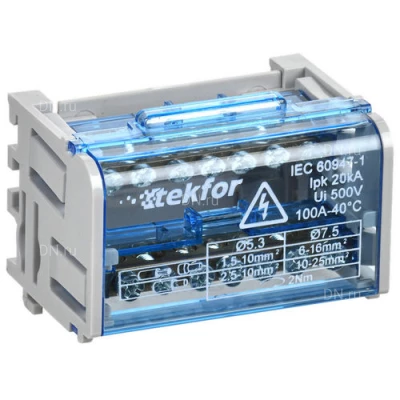 Кросс-модули IEK TEKFOR ШНК, номинальный ток - 100-125А, материал корпуса - пластик, материал шины - латунь, количество шин - 2-4шт, количество контактов - 14-60шт.