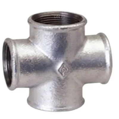Крестовина Китай 1 1/4″ Ду32 Ру16 внутренняя резьба, корпус - ковкий чугун, оцинкованный