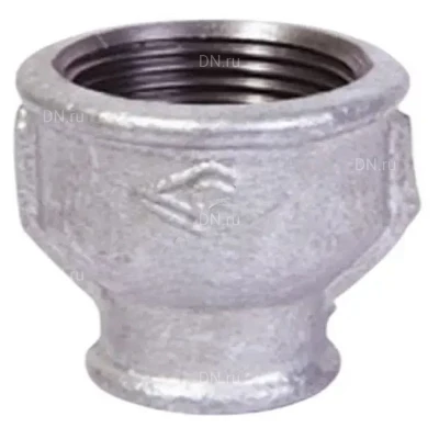 Муфта переходная Китай 2 1/2″х1″ Ду65х25 внутренняя/внутренняя резьба, корпус - ковкий чугун, оцинкованная