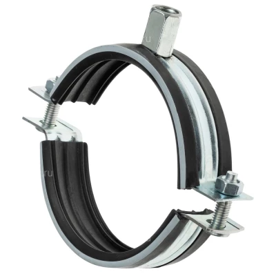 Хомут SHUFT HV160SRPCOM Ду160 для воздуховода, с резиновым профилем (гайка), материал корпуса - оцинкованная сталь, гайка М8/М10, боковой крепежный винт 6х22мм, гайка М6