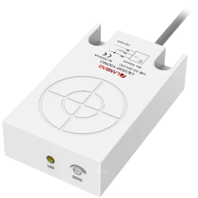 Датчики емкостные LANBAO CE35 прямоугольные, монтаж - заподлицо/незаподлицо, расстояние срабатывания - 10-15мм, соединение - кабель 2м, материал корпуса - пластик, IP67