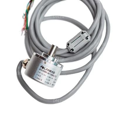 Энкодеры инкрементальные LANBAO ENI38S8, материал корпуса - алюминиевый сплав, сплошной вал - 8мм, разрешение - 100-5000имп/об, выход - TTL, кабель - 2м, напряжение - 5В, IP50