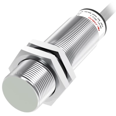 Датчик индуктивный LANBAO FY18DPO резьбовой, монтаж - заподлицо, расстояние срабатывания - 2мм, тип выходного сигнала - PNP NO, соединение - кабель, материал корпуса - латунь никелированная, IP67