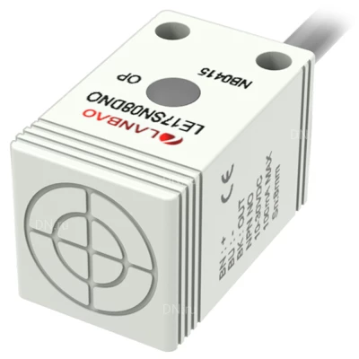 Датчик индуктивный LANBAO LE17SF05DPC прямоугольный, монтаж - заподлицо, расстояние срабатывания - 5мм, тип выходного сигнала - PNP NC, соединение - кабель 2м, материал корпуса - пластик, IP67