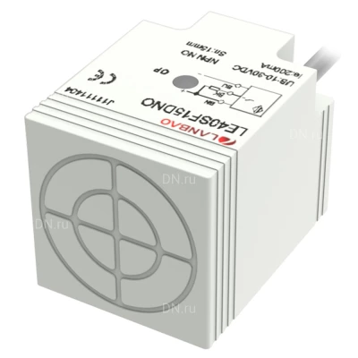 Датчик индуктивный LANBAO LE40SN20DNR прямоугольный, монтаж - незаподлицо, расстояние срабатывания - 20мм, тип выходного сигнала - NPN NO+NC, соединение - кабель 2м, материал корпуса - пластик, IP67