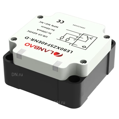 Датчик индуктивный LANBAO LE80XZSN50SBC-D прямоугольный, монтаж - незаподлицо, расстояние срабатывания - 50мм, тип выходного сигнала - 2-х проводной NC, соединение - клеммы, материал корпуса - пластик, IP67