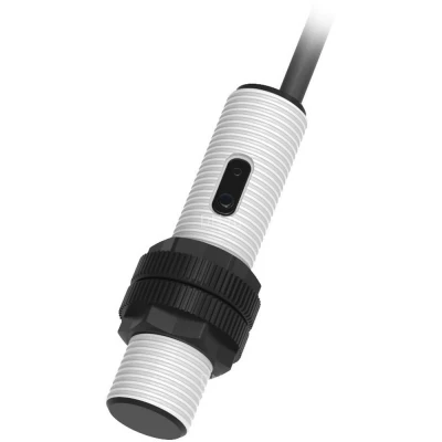 Датчик оптический LANBAO PR12S-BC15DPO, цилиндрический корпус, диффузный, выход PNP, питание - 12-24В, кабель - 2м, IP67, расстояние срабатывания - 150мм, материал корпуса - пластик