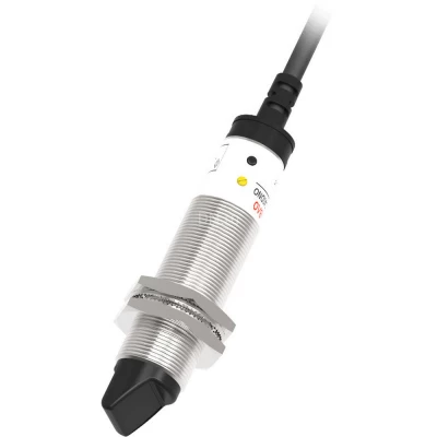 Датчик оптический LANBAO PR18G-BC40DPR, цилиндрический корпус, диффузный, выход PNP, питание - 12-24В, кабель - 2м, IP67, расстояние срабатывания - 400мм, материал корпуса - латунь никелированная