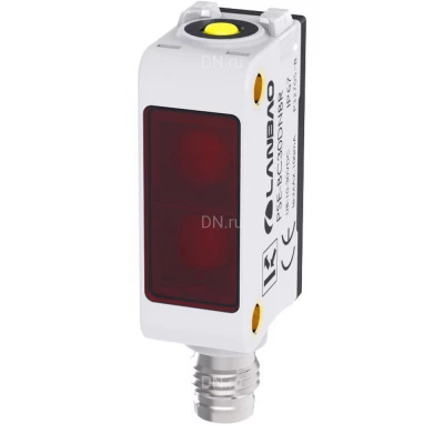 Датчик оптический LANBAO PSE-BC100DNB-E3, прямоугольный корпус, диффузный, выход NPN, питание - 12-24В, разъем M8 4-pin, IP67, расстояние срабатывания - 1000мм, материал корпуса - пластик
