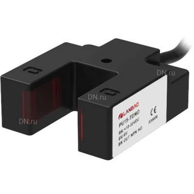 Датчик щелевой LANBAO PU15-TDPO, выход PNP, питание - 12-24В, кабель - 2м, IP64, расстояние срабатывания - 15мм, материал корпуса - пластик