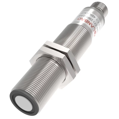 Датчик ультразвуковой LANBAO UR18-CM1D2PB-E5, расстояние срабатывания - 60-1000мм, тип выходного сигнала - 2 PNP, разъем M12 5-pin, корпус - латунь никелированная, IP67