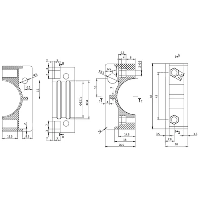 Кронштейн монтажный LANBAO ZJC-2 для емкостных датчиков CQ20/CQ20S, материал корпуса - пластик